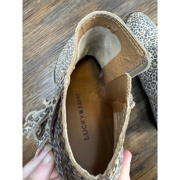 Lucky Brand LK Felisie leopard fringe bootie boots Brown Shoe Zip Up  size 6 - Picture 9 of 13